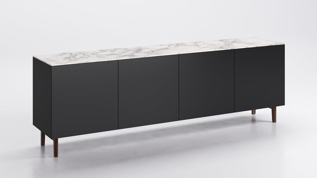 Universal 4 Doors Sideboard Ebony Silk White Marble Calligaris
