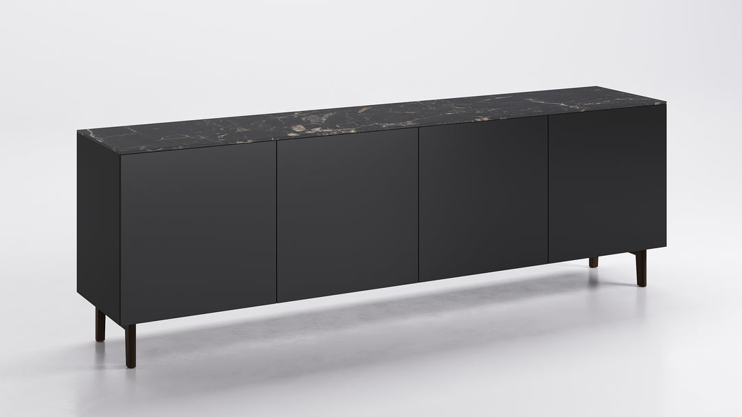 Universal 4 Doors Sideboard Ebony Calacatta Black Marble Calligaris