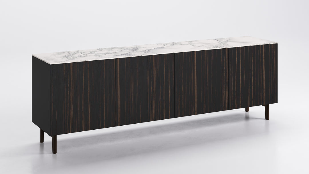Universal 4 Doors Sideboard Ebony Silk White Marble Calligaris