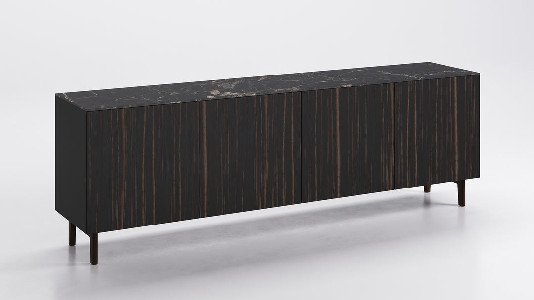 Universal 4 Doors Sideboard Ebony Calacata Black Marble Calligaris