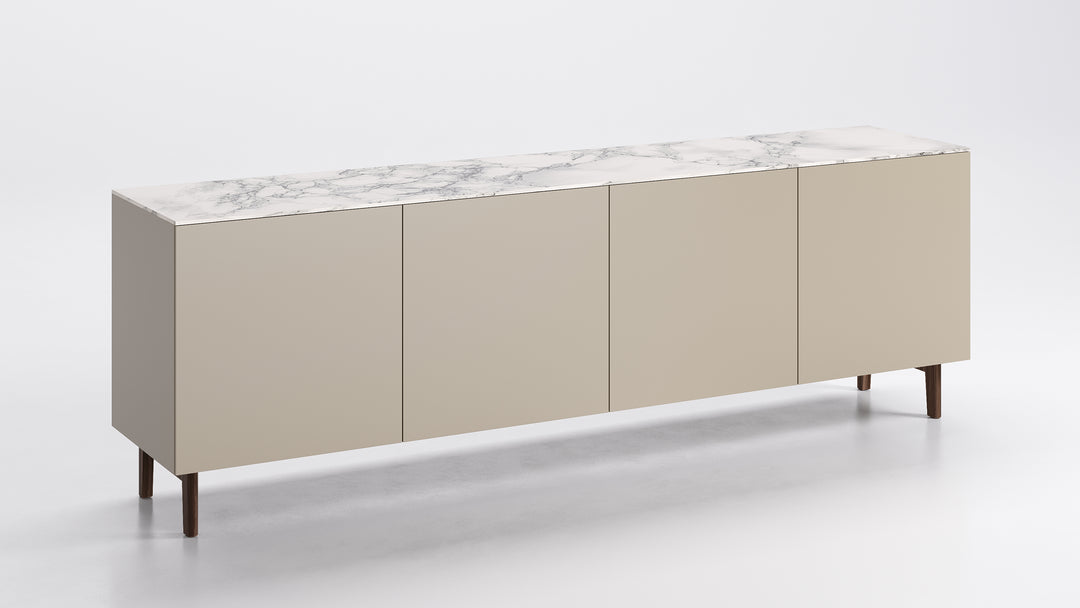 Universal 4 Doors Sideboard Matt Hemp White Marble Calligaris