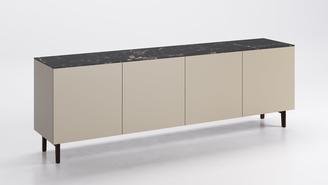 Universal 4 Doors Sideboard Ebony Calacatta Black Marble Calligaris