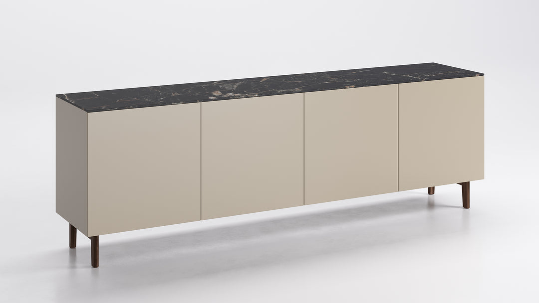 Universal 4 Doors Sideboard Matt Hemp Calacatta Black Marble Walnut Calligaris