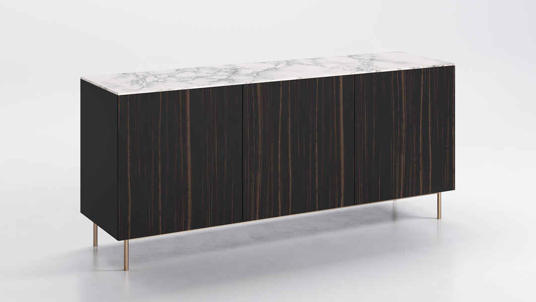 Universal 3 Doors Sideboard Ebony Silk White Marble Calligaris
