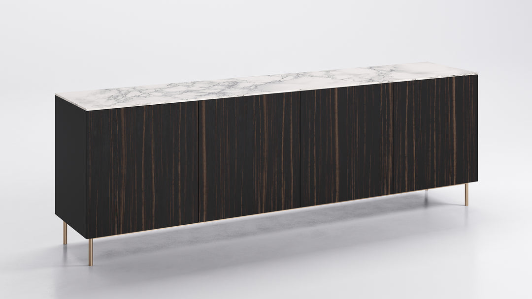 Universal 4 Doors Sideboard Ebony Silk White Marble Calligaris