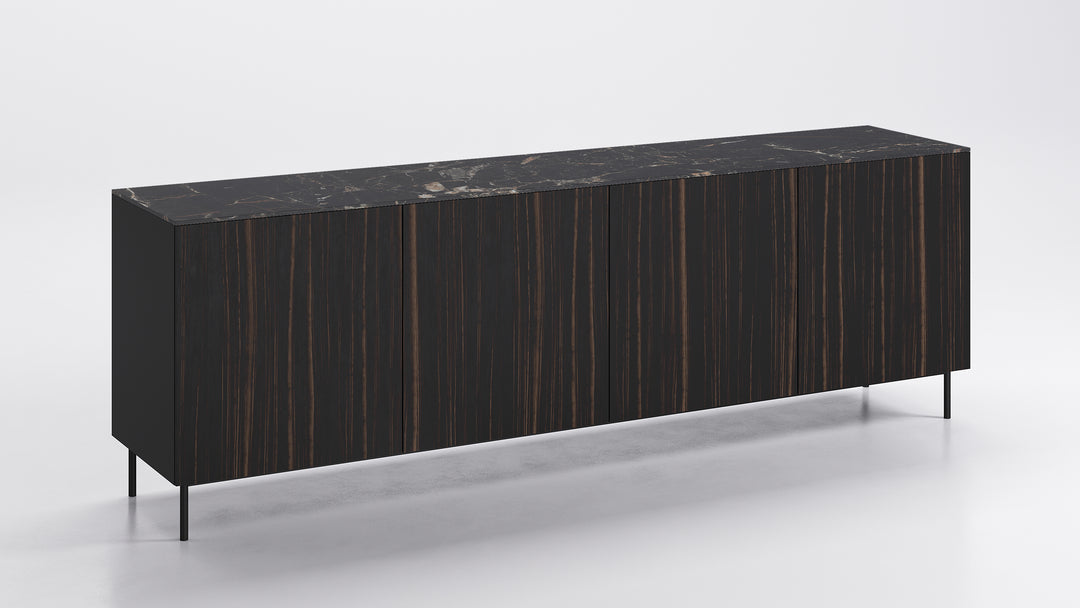 Universal 4 Doors Sideboard Ebony Calacatta Black Marble Calligaris
