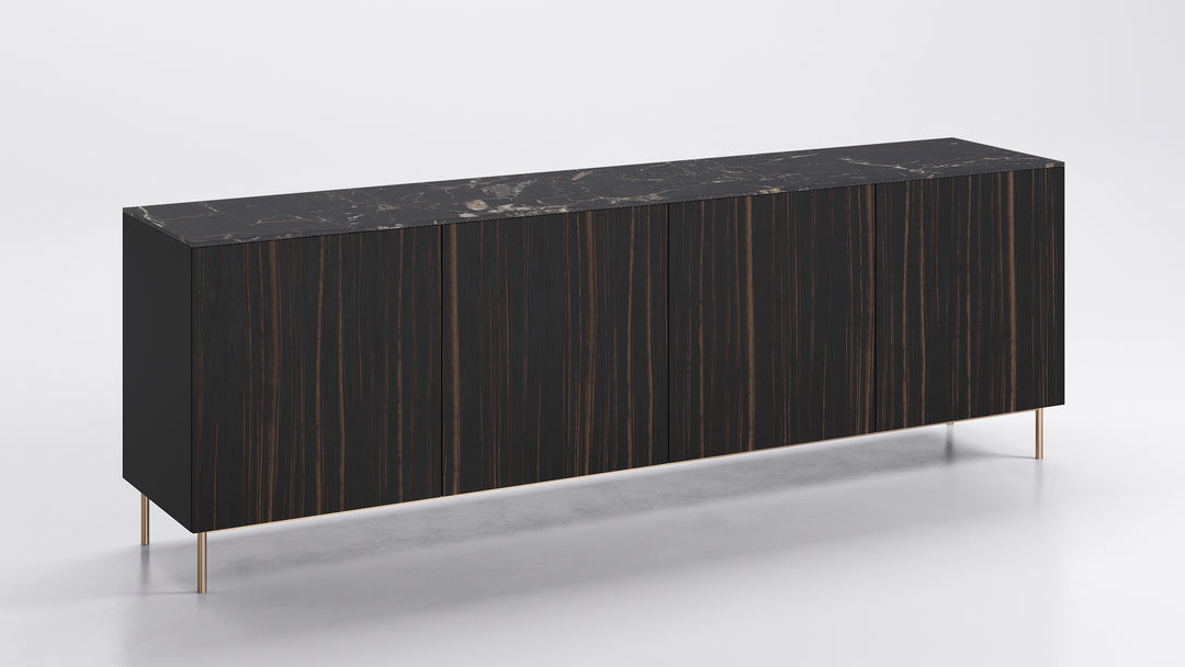 Universal 4 Doors Sideboard Ebony Calacatta Black Marble Calligaris