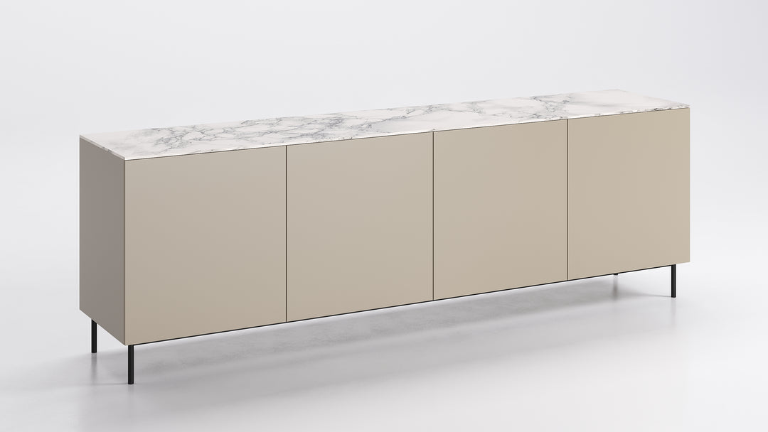 Universal 4 Doors Sideboard Matt Hemp Silk White Marble Black Calligaris