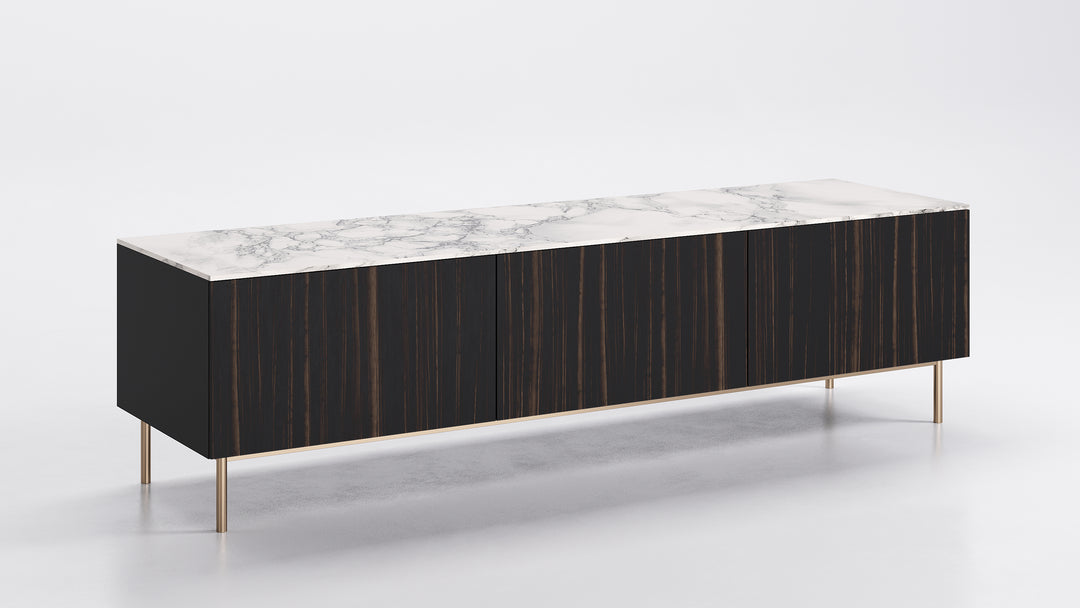 Universal 3 Doors Sideboard Ebony Silk White Marble Calligaris