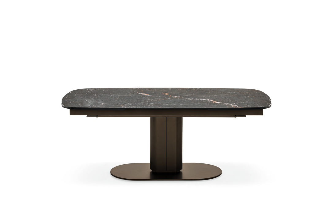Cameo Dining Table Extendable Matt Bronze Calacatta Black Marble  Calligaris   