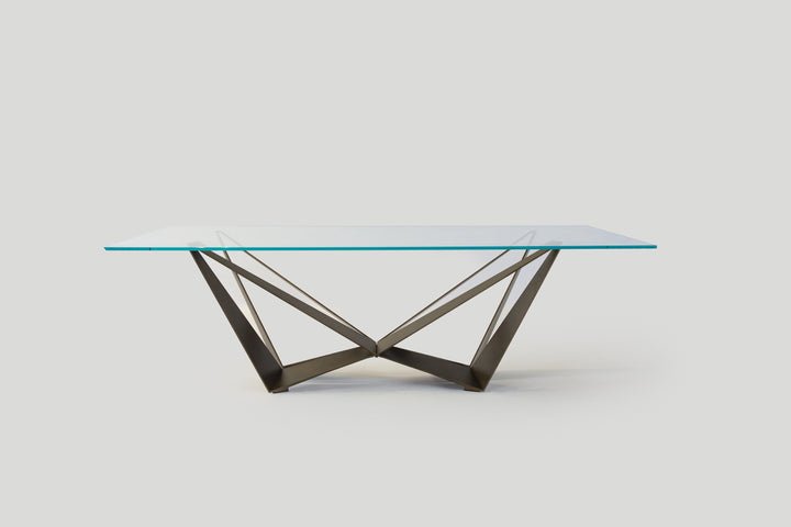 Skorpio Dining Table Kitchen & Dining Room Tables Cattelan Italia Rectangular: 63"W × 35½" D Clear Glass Textured Graphite / Textured Black