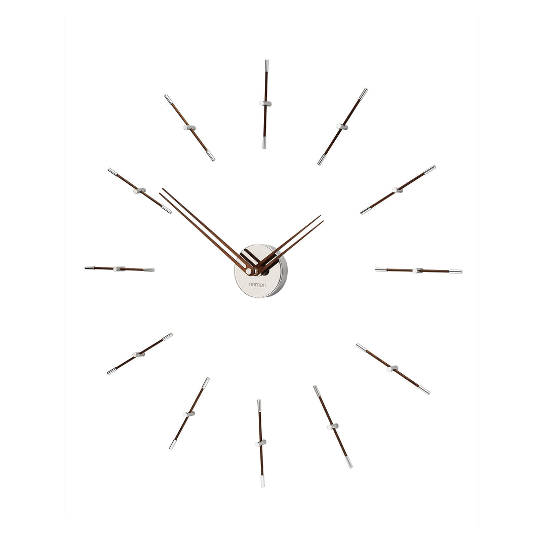 Merlin Wall Clock Wall Clocks Nomon Chrome / Walnut 12 Mini: 27.6 in width