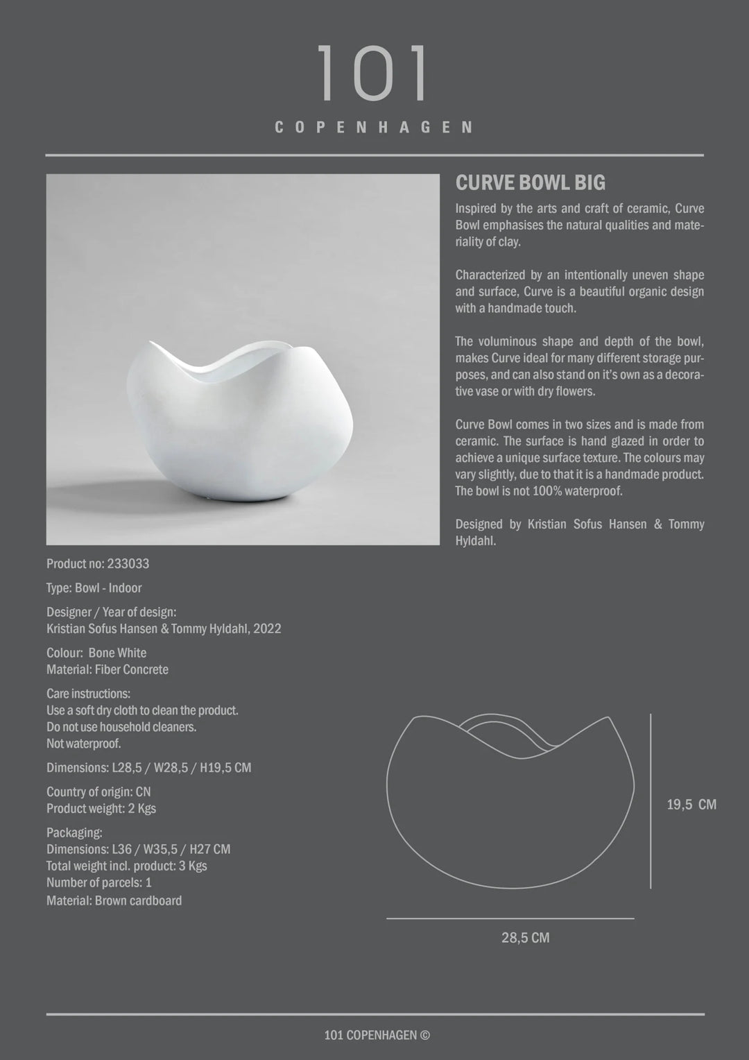Curve Bowl, Big - Bone White Decorative Bowl 101 Copenhagen   