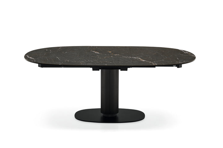 Elson Dining Table  Extendable Matt Black Calacatta Black Marble  Calligaris   