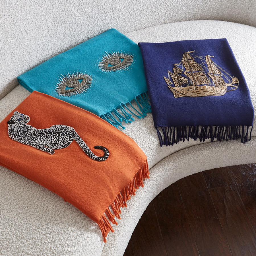 Leopard Embellished Throw Jonathan Adler