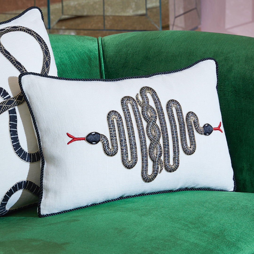 Snake Embroidered Pillow Jonathan Adler