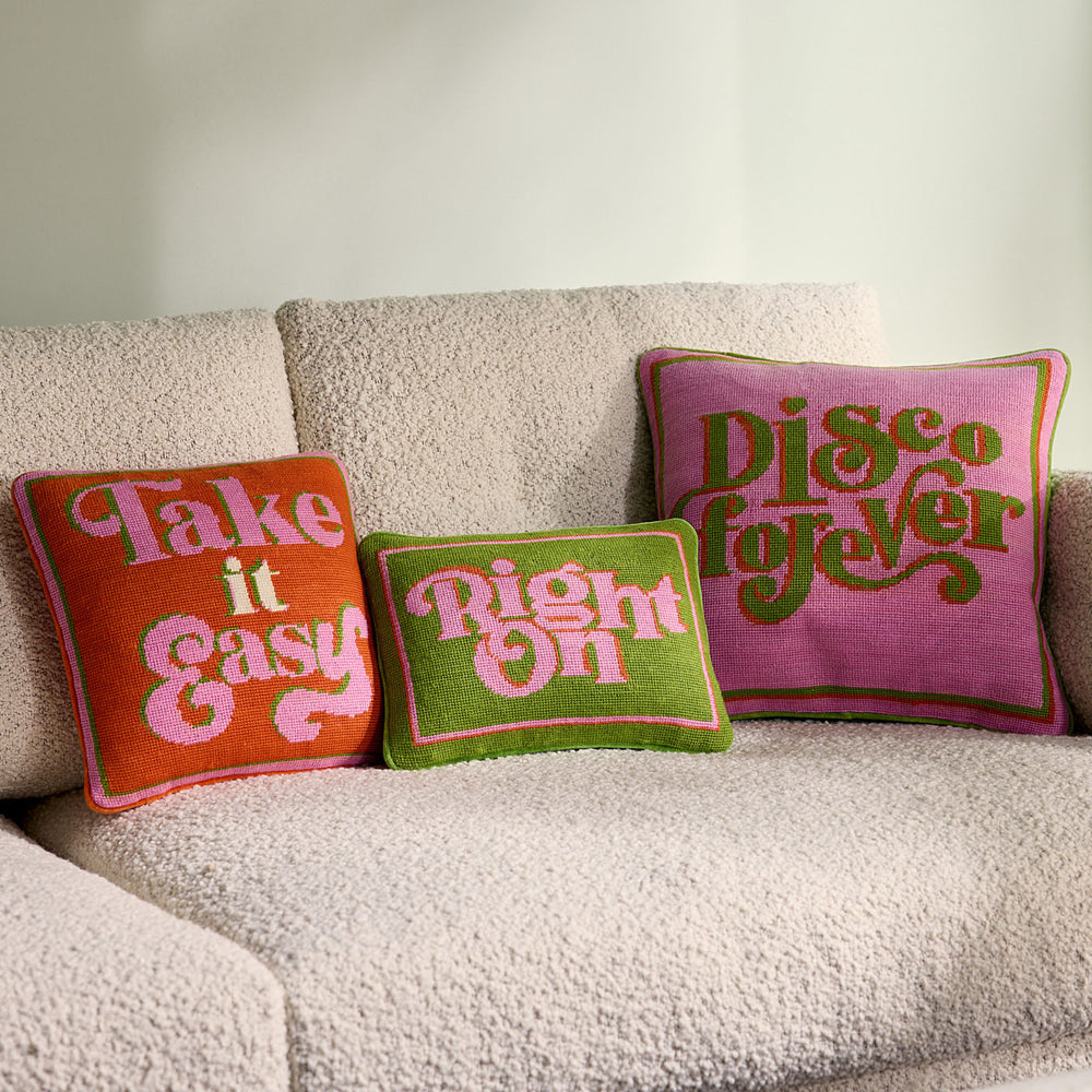 Take It Easy Needlepoint Pillow Jonathan Adler