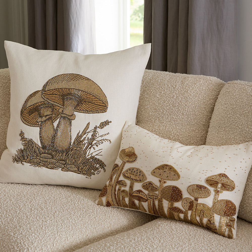 Large Mushrooms Beaded Pillow Jonathan Adler