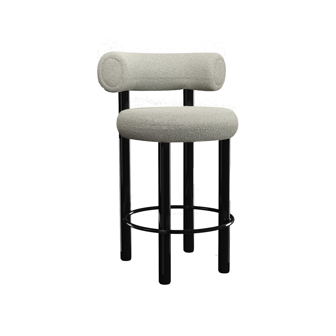 Fat Stool Table & Bar Stools Tom Dixon Elle Grey White 0230 Polish Black Steel Counter: 25.6 in height