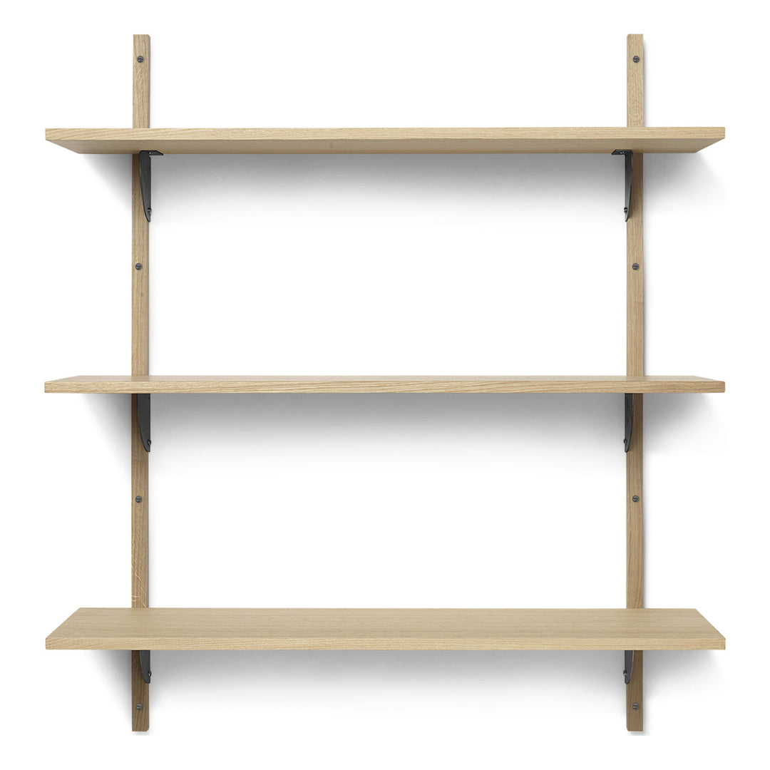 Sector Triple Shelf Bookcases & Standing Shelves Ferm Living Natural Oak / Black Brass Wide: 34.25 in width