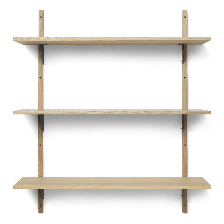 Sector Triple Shelf Bookcases & Standing Shelves Ferm Living Natural Oak / Black Brass Wide: 34.25 in width