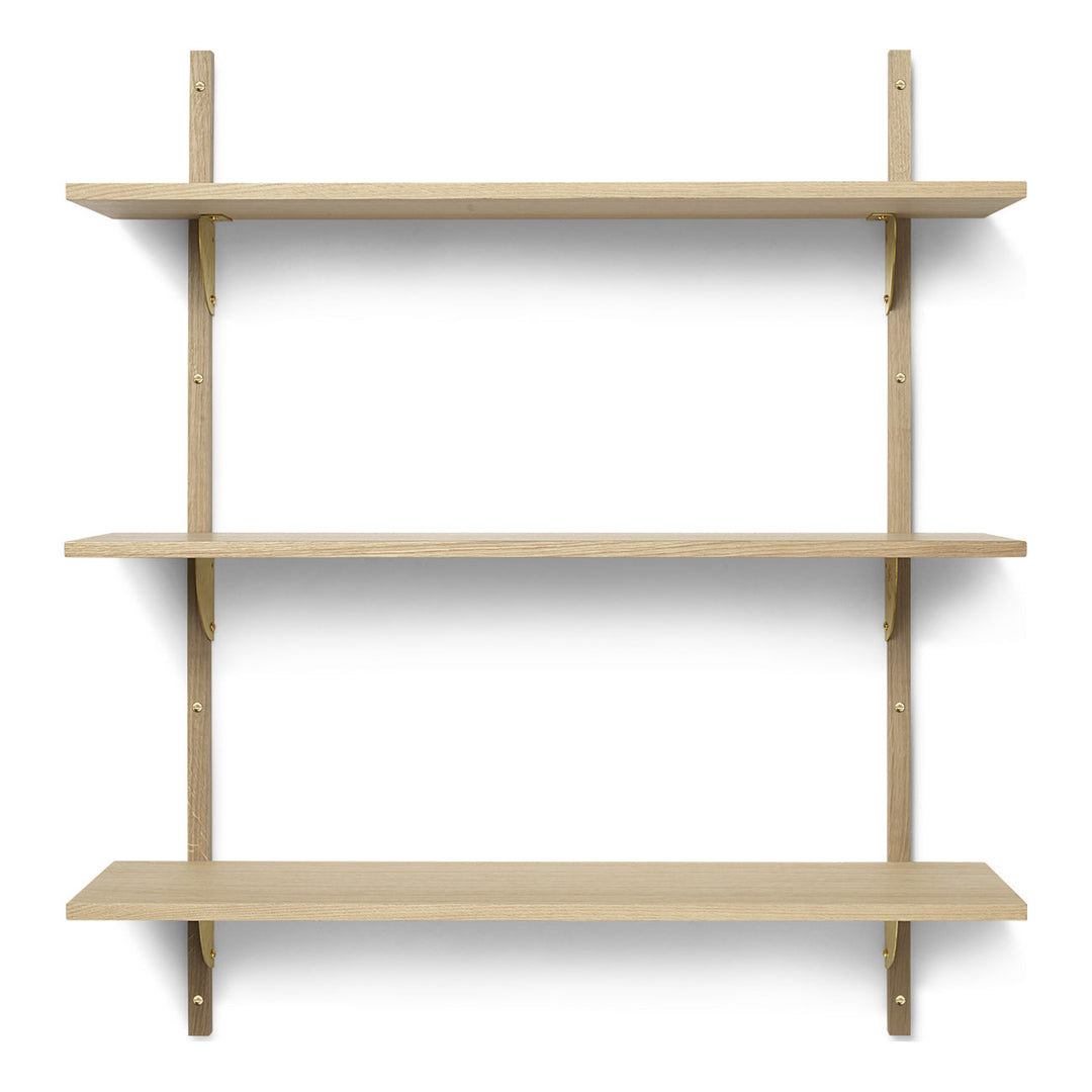 Sector Triple Shelf Bookcases & Standing Shelves Ferm Living Natural Oak / Brass Wide: 34.25 in width