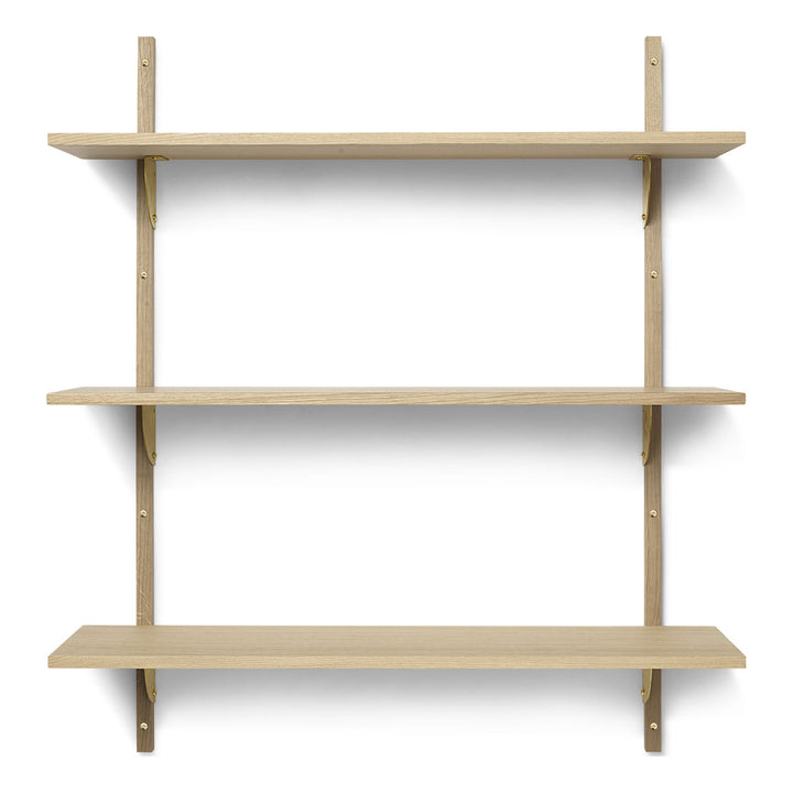 Sector Triple Shelf Bookcases & Standing Shelves Ferm Living Natural Oak / Brass Wide: 34.25 in width