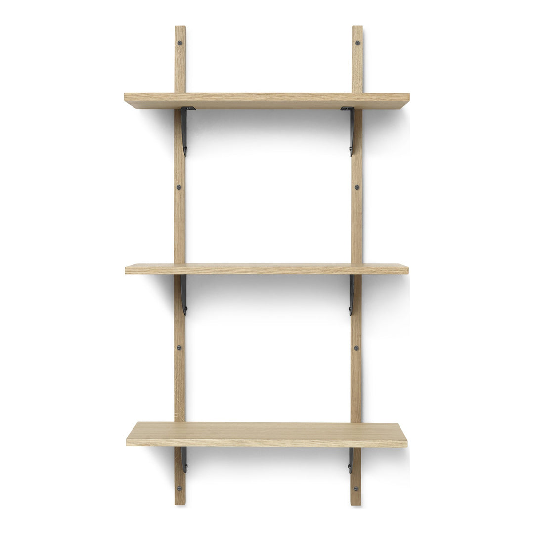 Sector Triple Shelf Bookcases & Standing Shelves Ferm Living Natural Oak / Black Brass Narrow: 21.3 in width