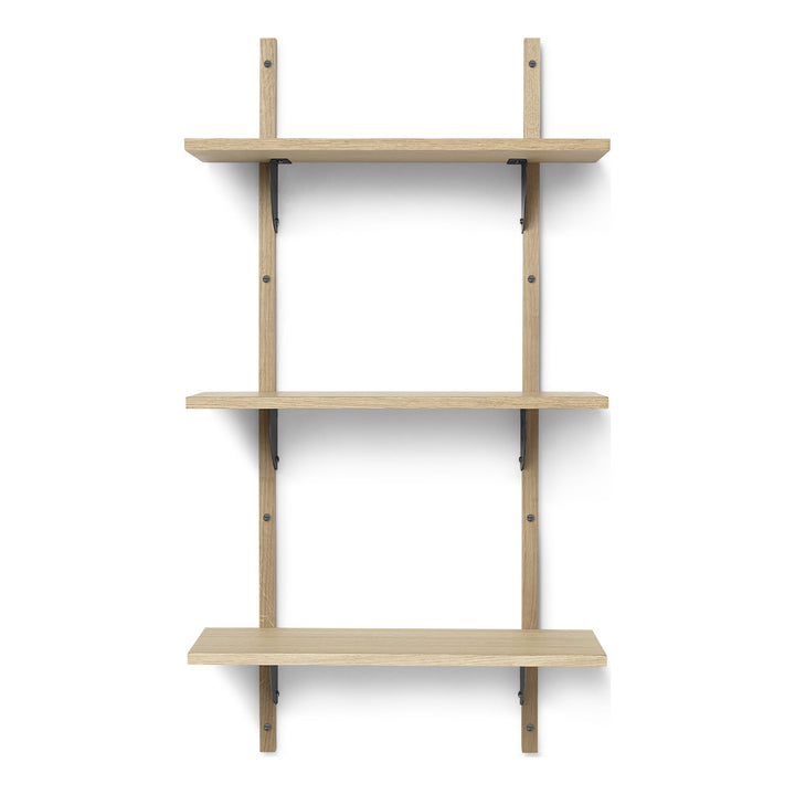 Sector Triple Shelf Bookcases & Standing Shelves Ferm Living Natural Oak / Black Brass Narrow: 21.3 in width