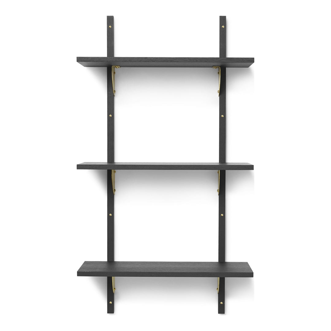 Sector Triple Shelf Bookcases & Standing Shelves Ferm Living Dark Stained Ash / Black Brass Narrow: 21.3 in width