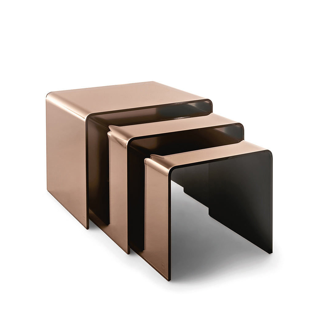 Rialto Tris End Table Set Bronze Mirror End Tables Fiam   