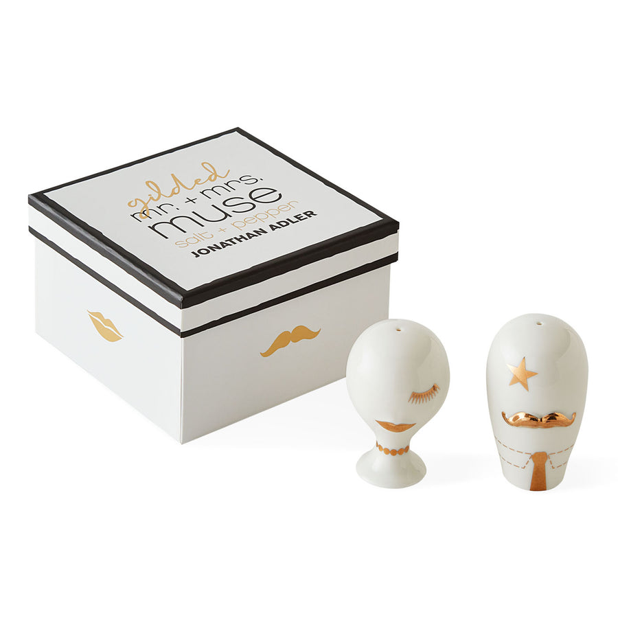 Gilded Mr. & Mrs. Muse Salt & Pepper Set Jonathan Adler
