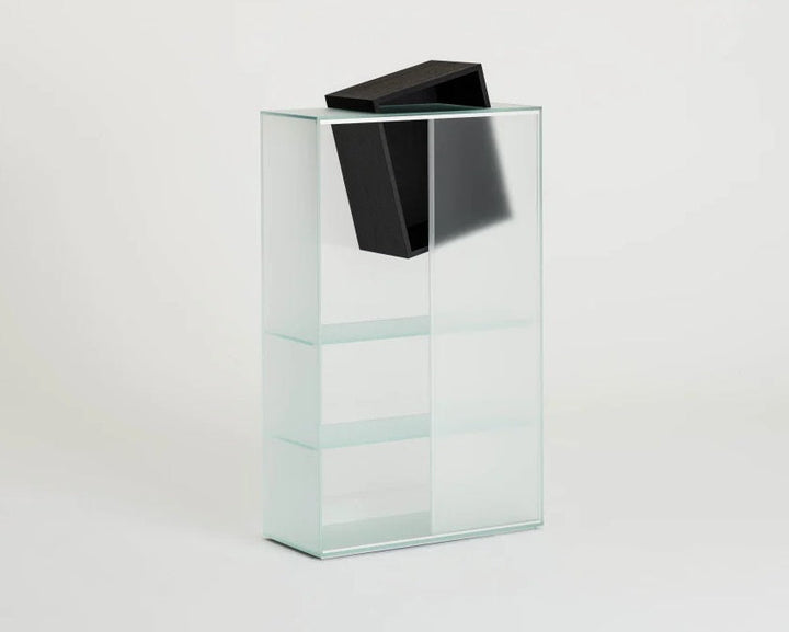 Drift Etched Glass Storage Cabinet Shelves Glas Italia DRI02: L 31.5" x W 13.7" x H 51.8" 2 Month Delivery 