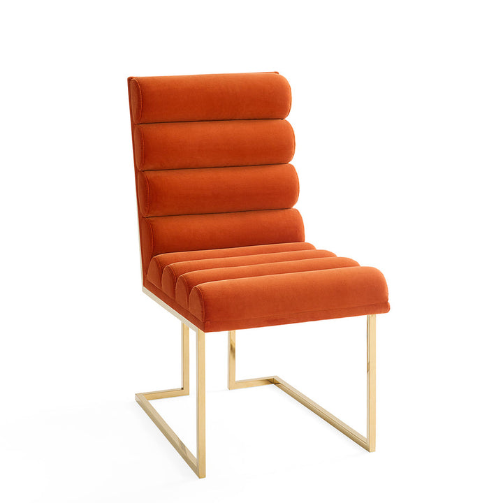 Channeled Goldfinger Dining Chair Jonathan Adler Varese Persimmon