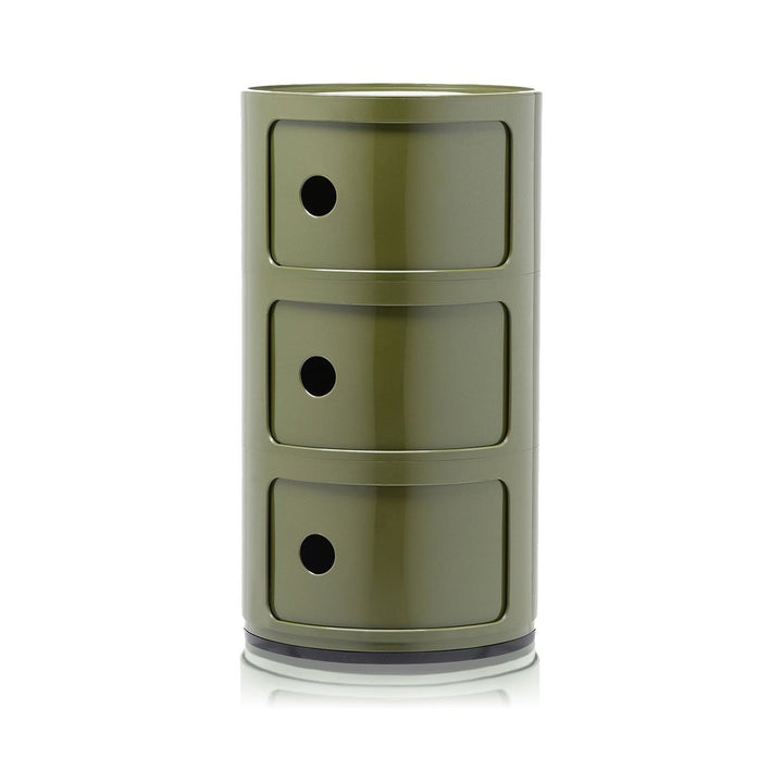 Componibili Round Storage Accent Tables Kartell Green Glossy 3 Elements: 12.6 in Dia x 23 in H