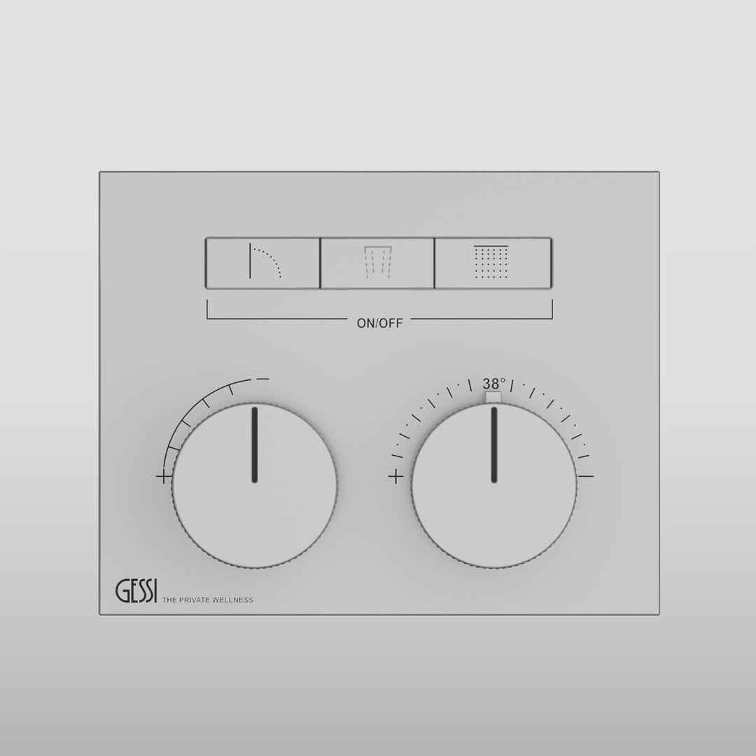 HI-FI Compact Thermostatic Mixer For Three Functions With Push Button On/Off Control Showers GESSI Chrome  