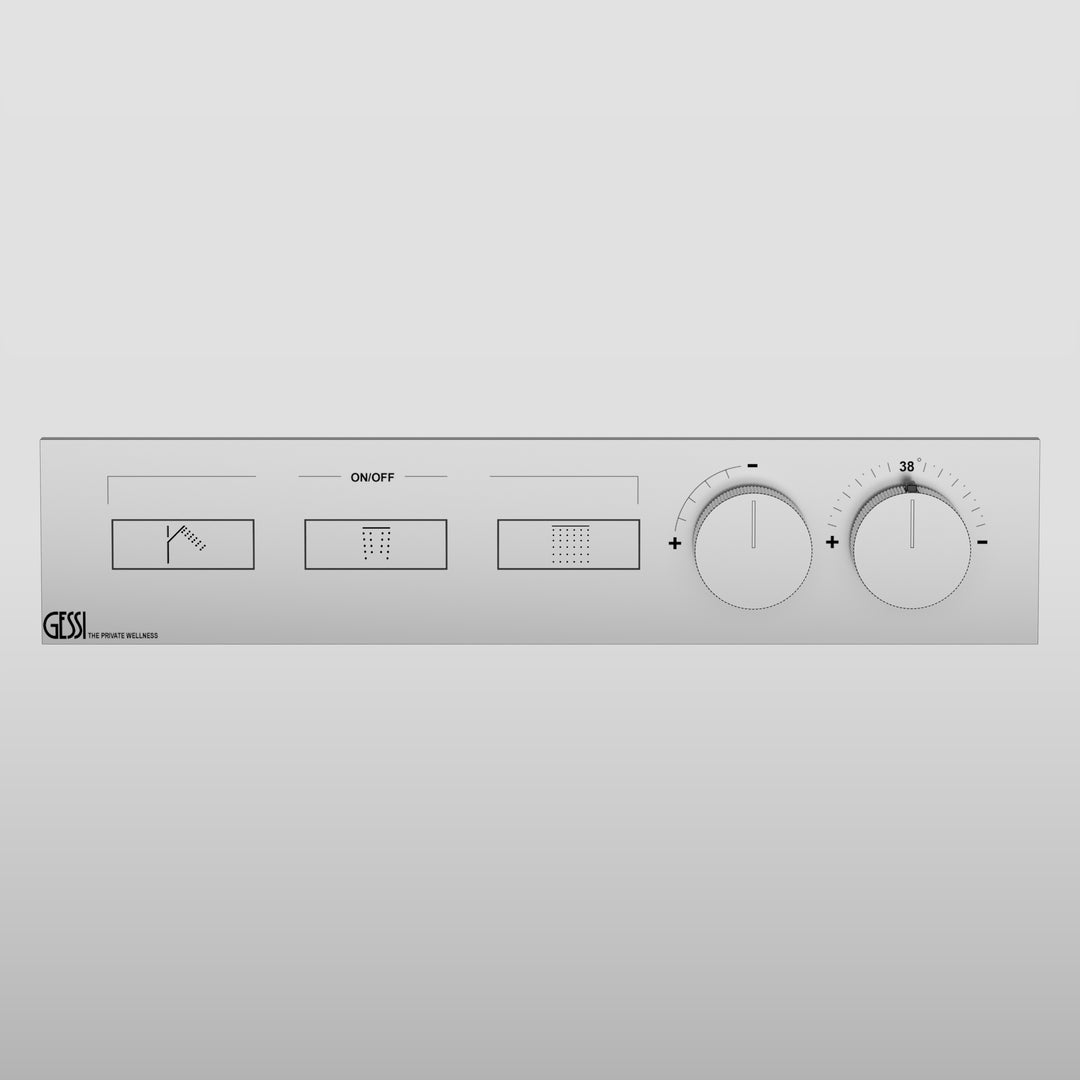 HI-FI Thermostatic Mixer For Three Simultaneous Functions With Push Button On/Off Controls Showers GESSI Copper PVD  