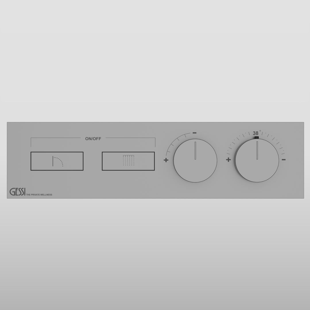 HI-FI Thermostatic Trim For Two Simultaneous Functions With Push Button On/Off Controls Showers GESSI Copper PVD  