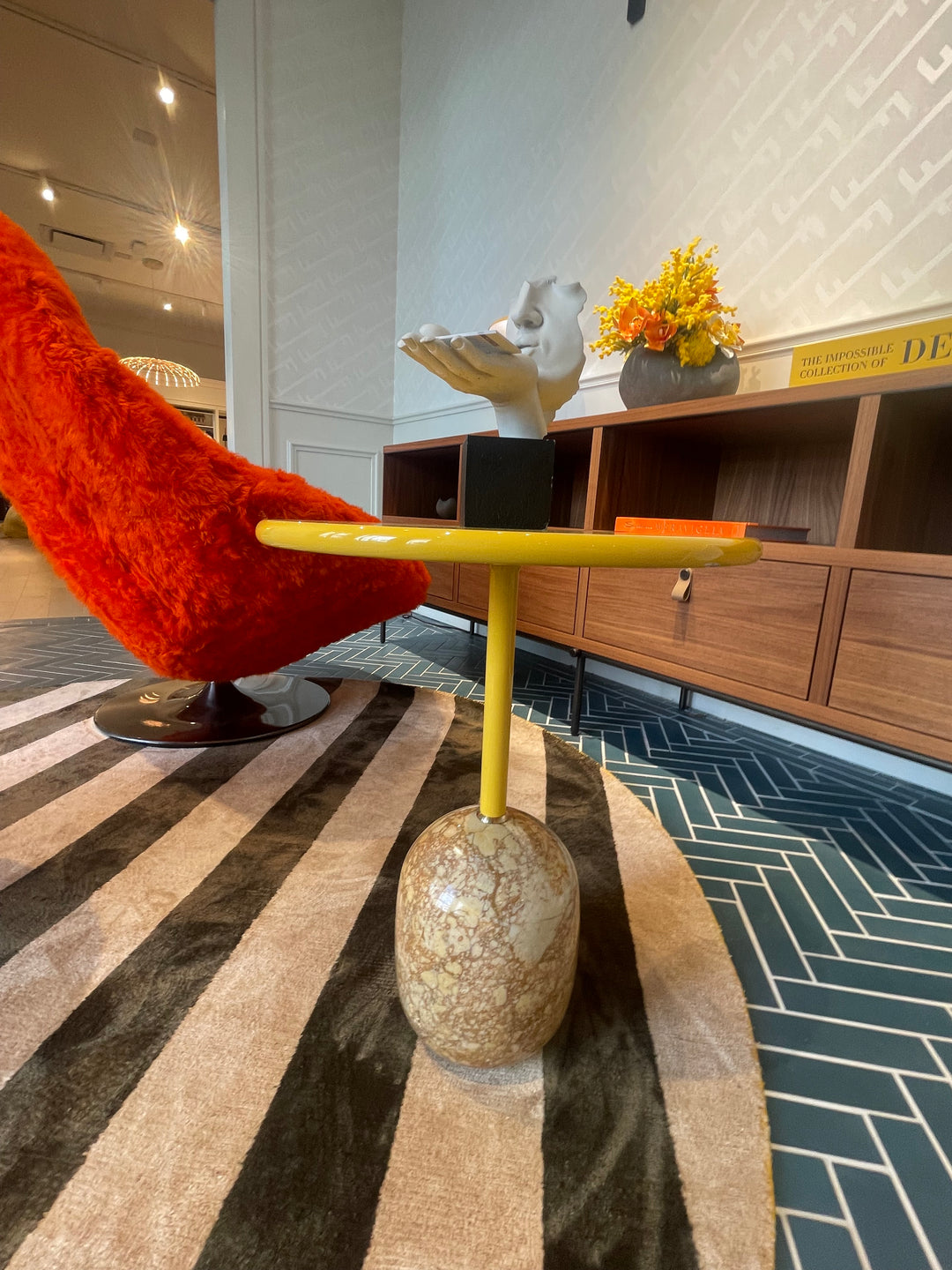 Bottini Marble Yellow Siena Side Table Yellow Showroom Model Side Table Fendi Casa