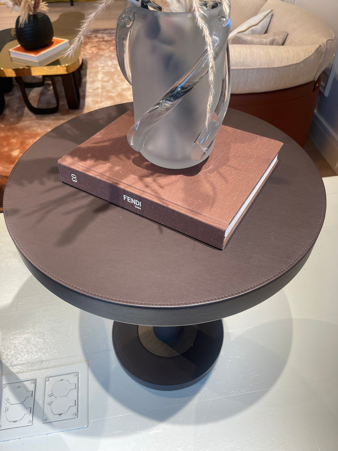 Bottini Side Table Palio Leather Showroom Model Side Table Fendi Casa