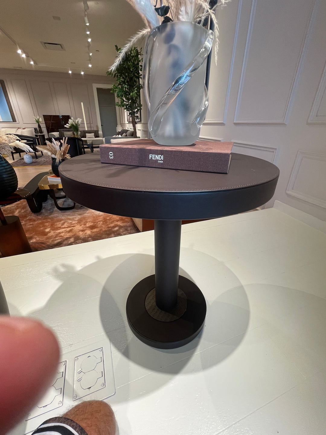 Bottini Side Table Palio Leather Showroom Model Side Table Fendi Casa