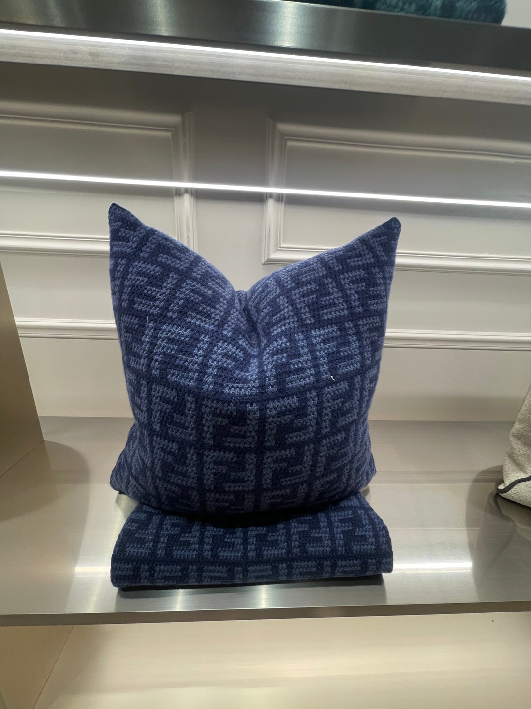 FF CACHEMIRE CUSHION Blu Blu Cushions Fendi Casa