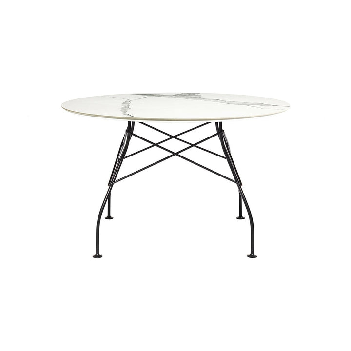 Glossy Round Dining Table Tables Kartell White Black Small: 46.5 in diameter