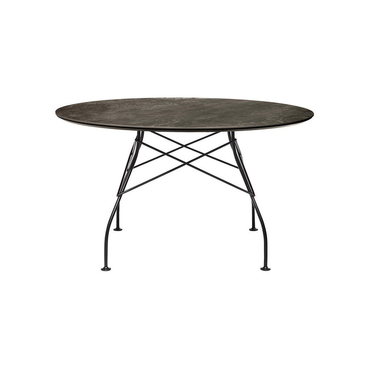 Glossy Round Dining Table Tables Kartell Aged Bronze Black Medium: 50.4 in diameter
