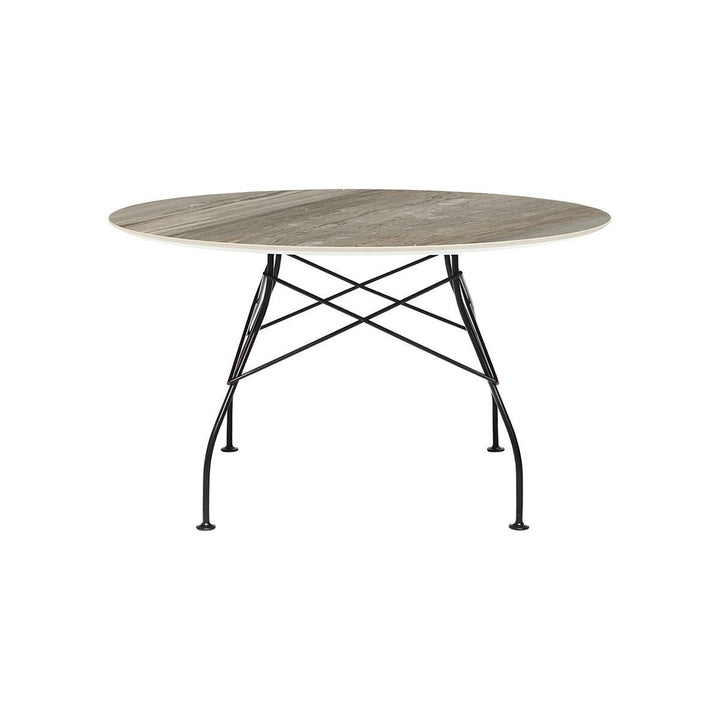 Glossy Round Dining Table Tables Kartell Tropical Grey Black Medium: 50.4 in diameter