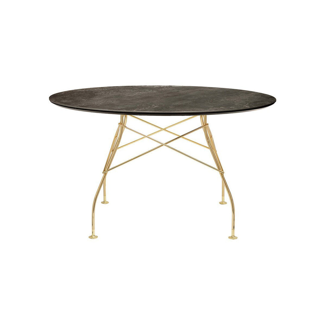 Glossy Round Dining Table Tables Kartell Aged Bronze Gold Medium: 50.4 in diameter