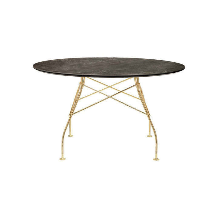 Glossy Round Dining Table Tables Kartell Aged Bronze Gold Medium: 50.4 in diameter