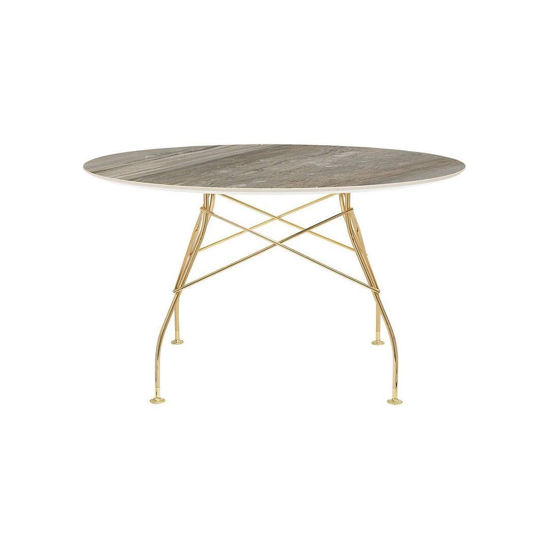 Glossy Round Dining Table Tables Kartell Tropical Grey Gold Medium: 50.4 in diameter