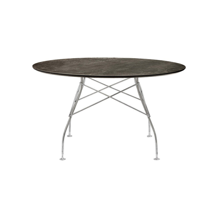 Glossy Round Dining Table Tables Kartell Aged Bronze Chrome Medium: 50.4 in diameter