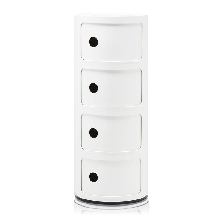 Componibili Round Storage Accent Tables Kartell White Glossy 4 Elements: 12.6 in Dia x 30.4 in H